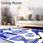 Bold Royal Blue Hockey Emblem Collection Rug