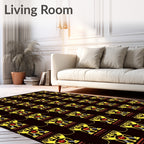 Bold Yellow Red Figure Columns Rug