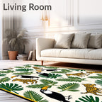 Tropical Toucan Leopard Leaf Ensemble Rug