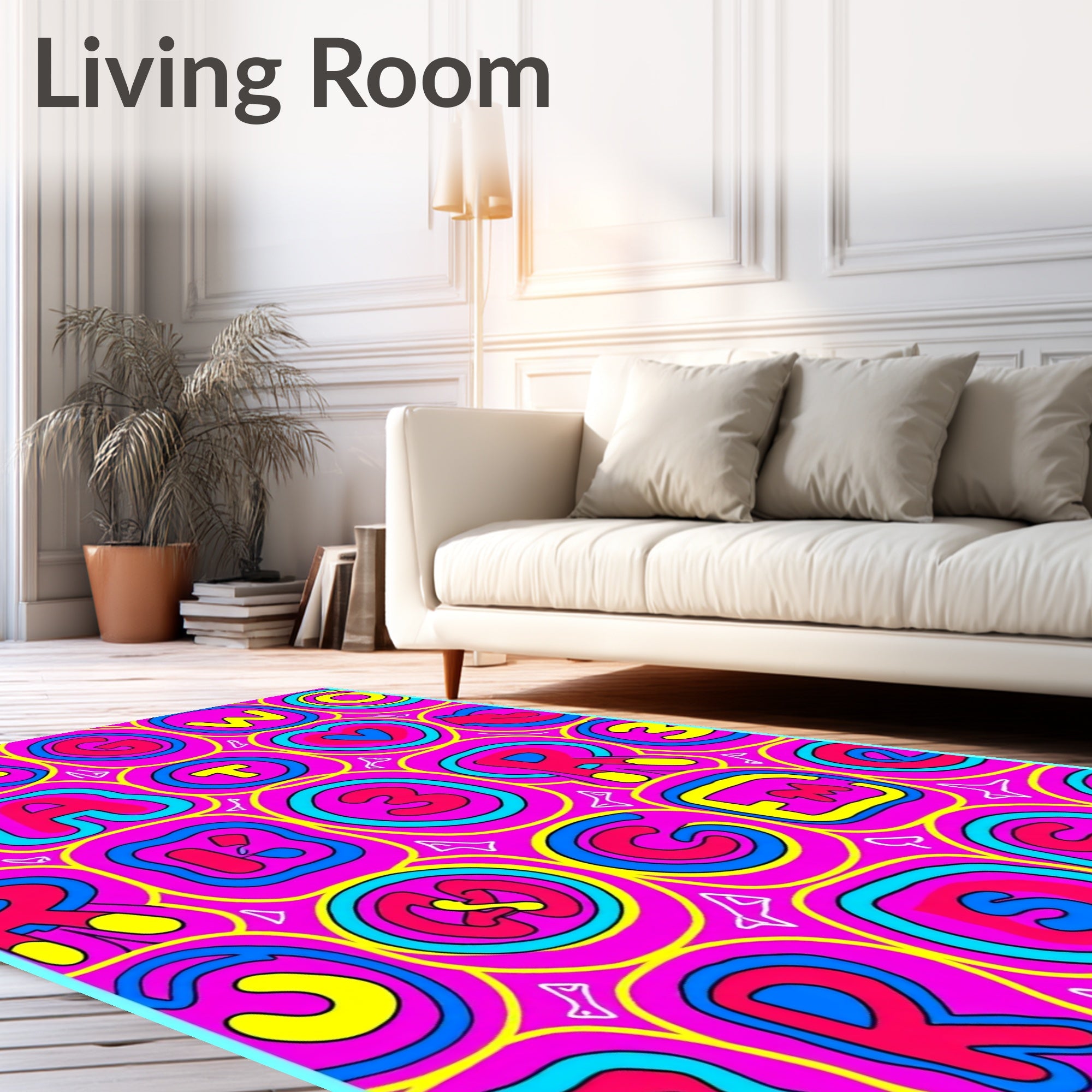 Retro Graphic Alphabet Grid Rug
