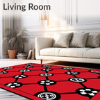 Crimson Lattice Floral Medallion Rug