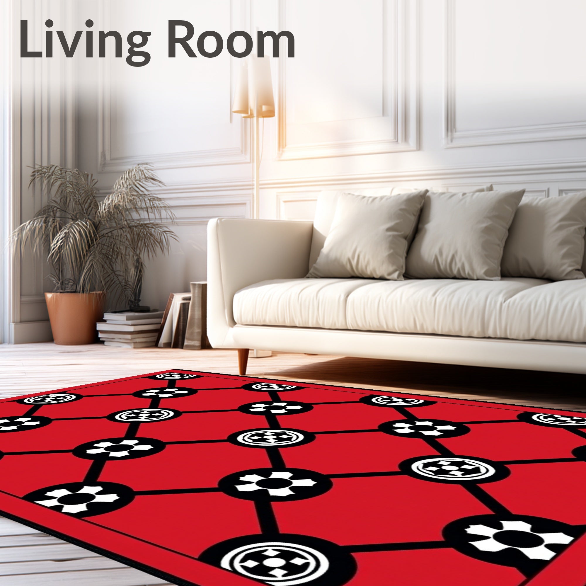 Crimson Lattice Floral Medallion Rug