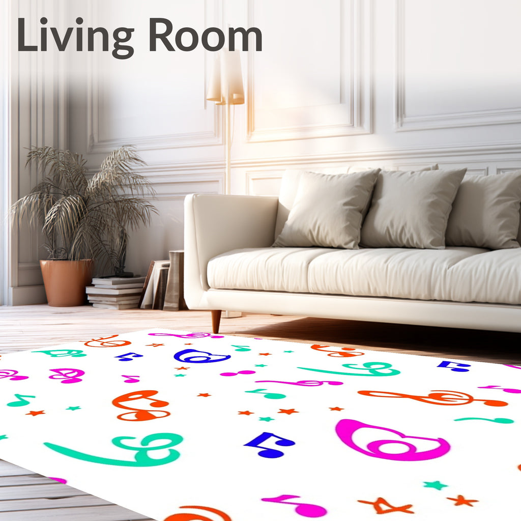 Vibrant Musical Notes and Stars Rug