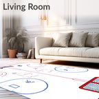 White Ice Hockey Court Design Rug
