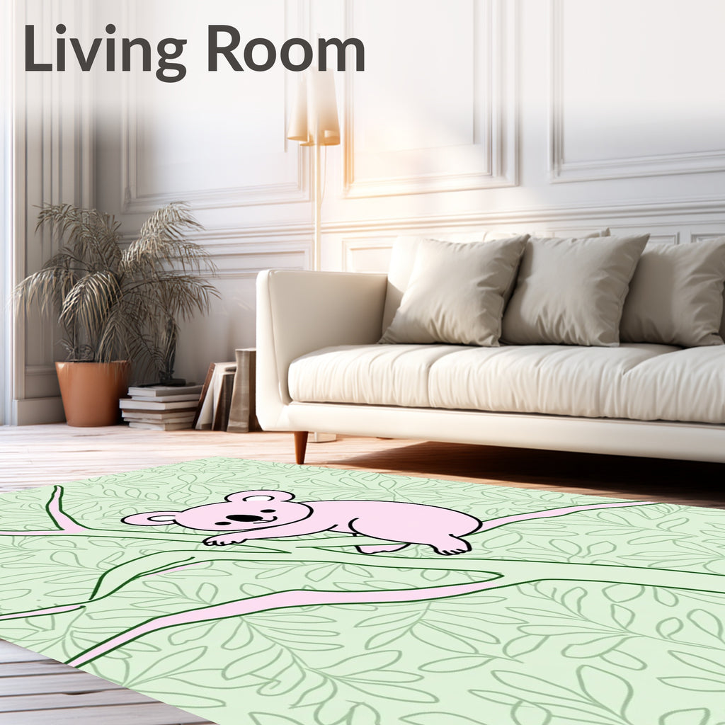 Pink Koala On Branch Leafy Cover Rug