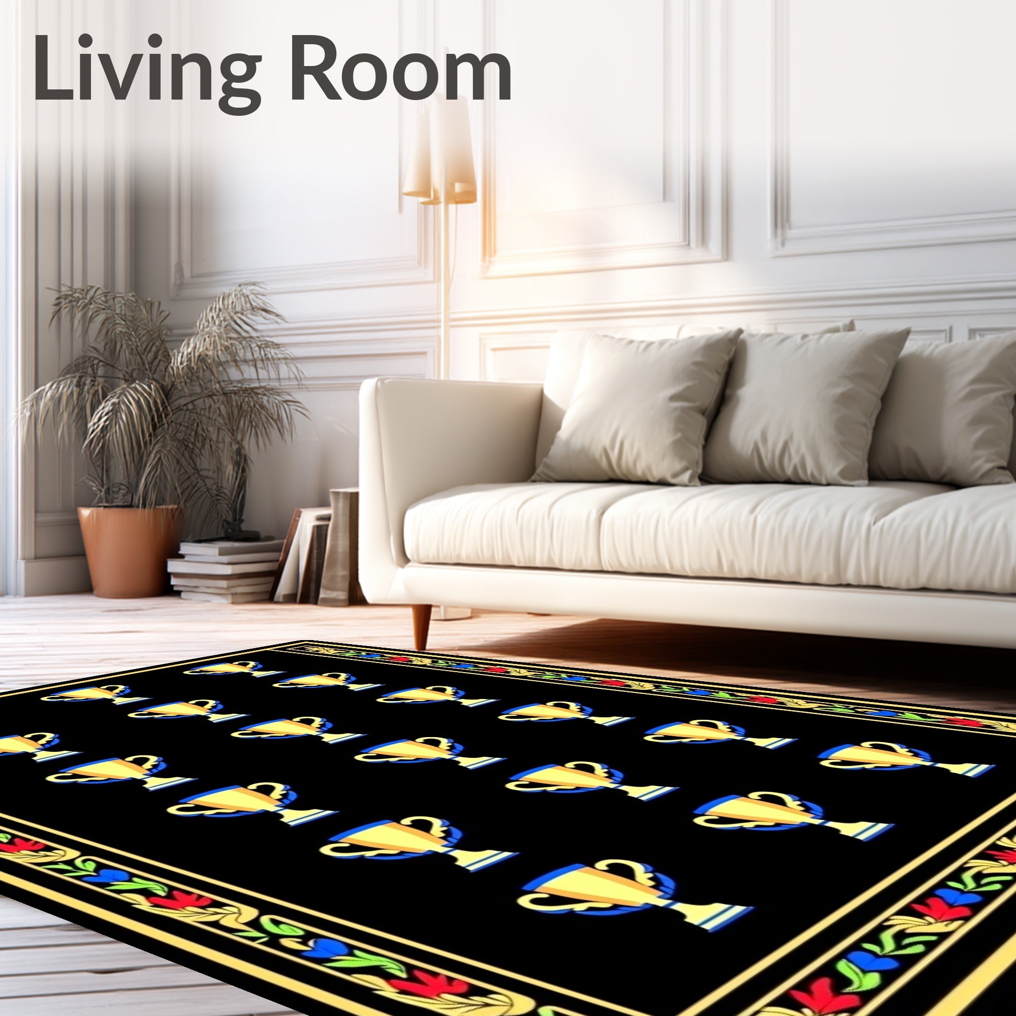 Golden Trophy Collection on Black Rug