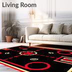 Bold Red Yellow Mid Century Geometric Rug