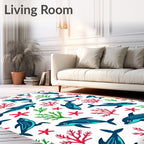 Blue Dolphin Coral Reef Charm Rug