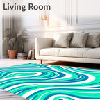Modern Blue Aqua Swirl Rug