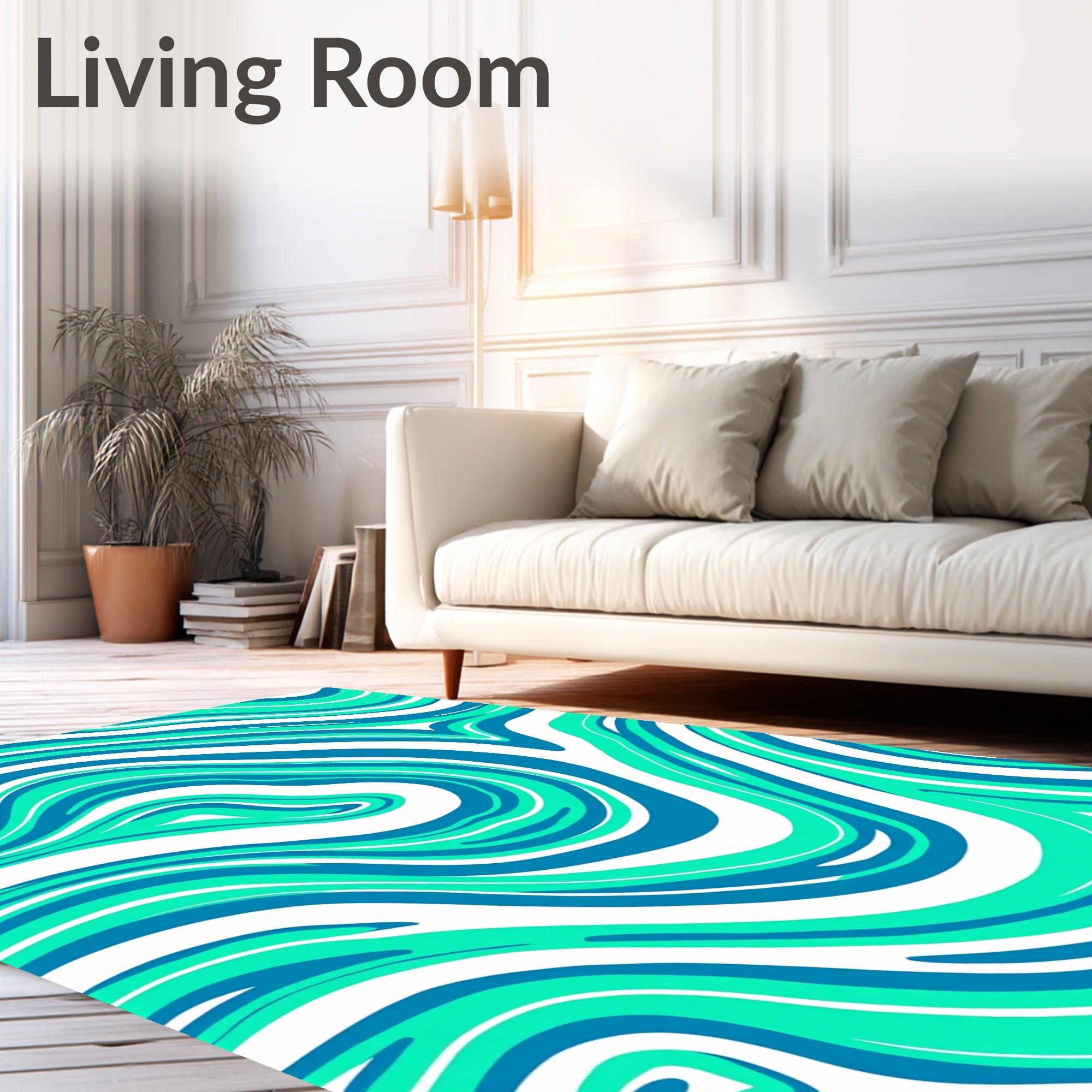Modern Blue Aqua Swirl Rug