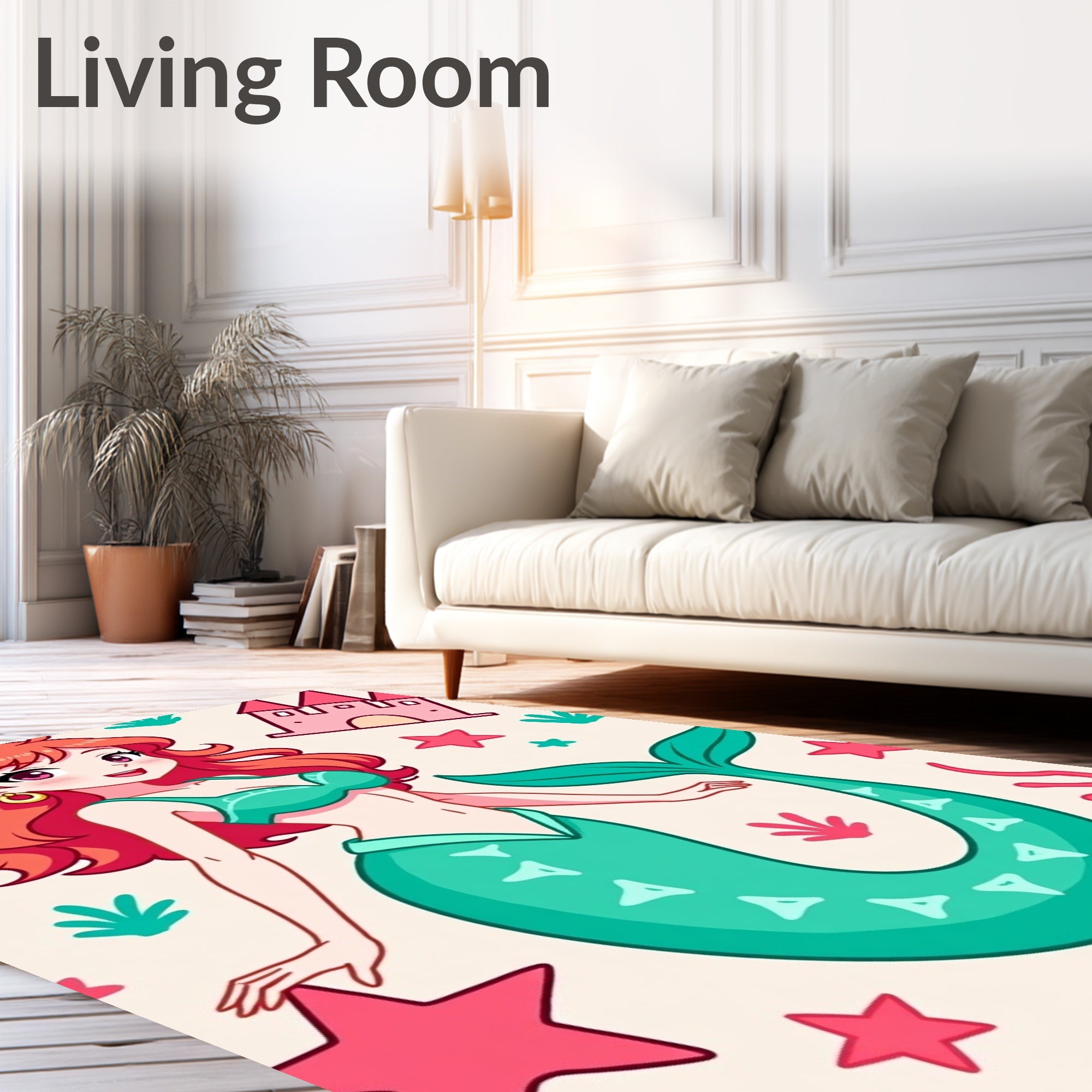 Whimsical Mermaid Castle Starfish Tale Rug