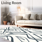 Dark Slate Gray Abstract Geometric Symmetry Rug