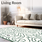 Dark Green Whimsical Floral Swirl Rug