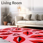 Red Lips Heart Background Rug