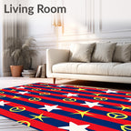 Red Blue Stripe Star Peace Symbol Rug