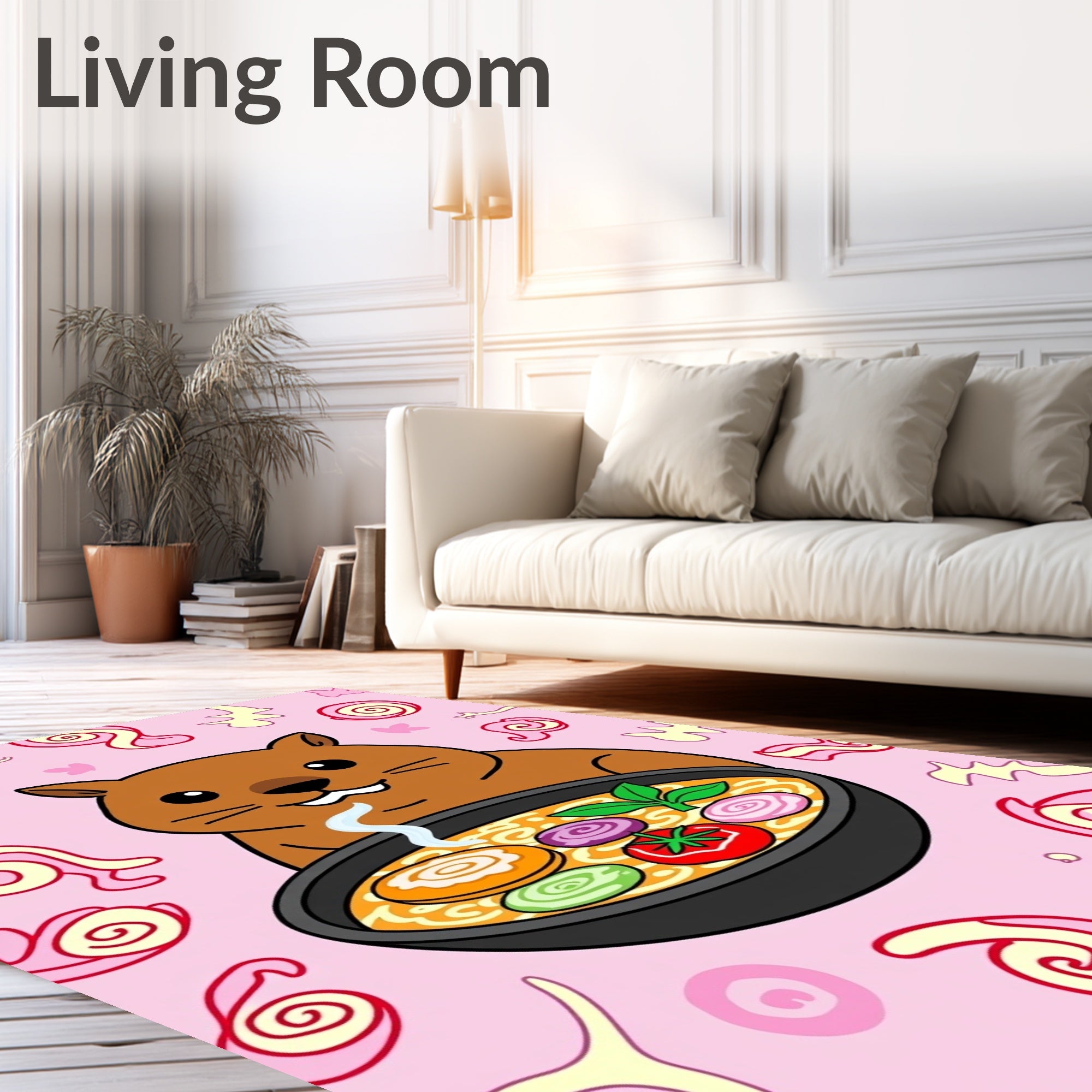 Cute Wombat Ramen Swirls Rug