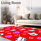 Cute Red Hearts And Bears Rug