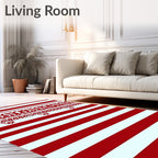 Crimson White Striped Arabesque Rug