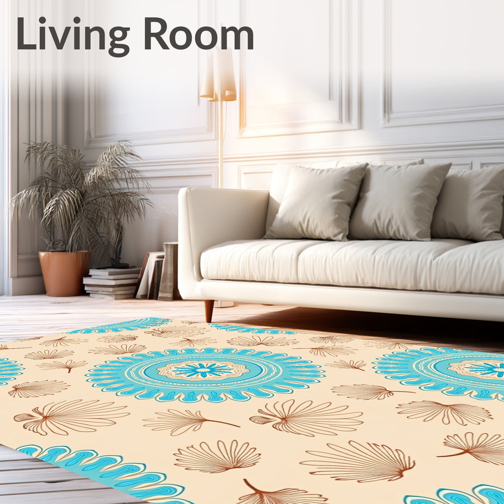 Celestial Blue Sunburst Medallion Rug