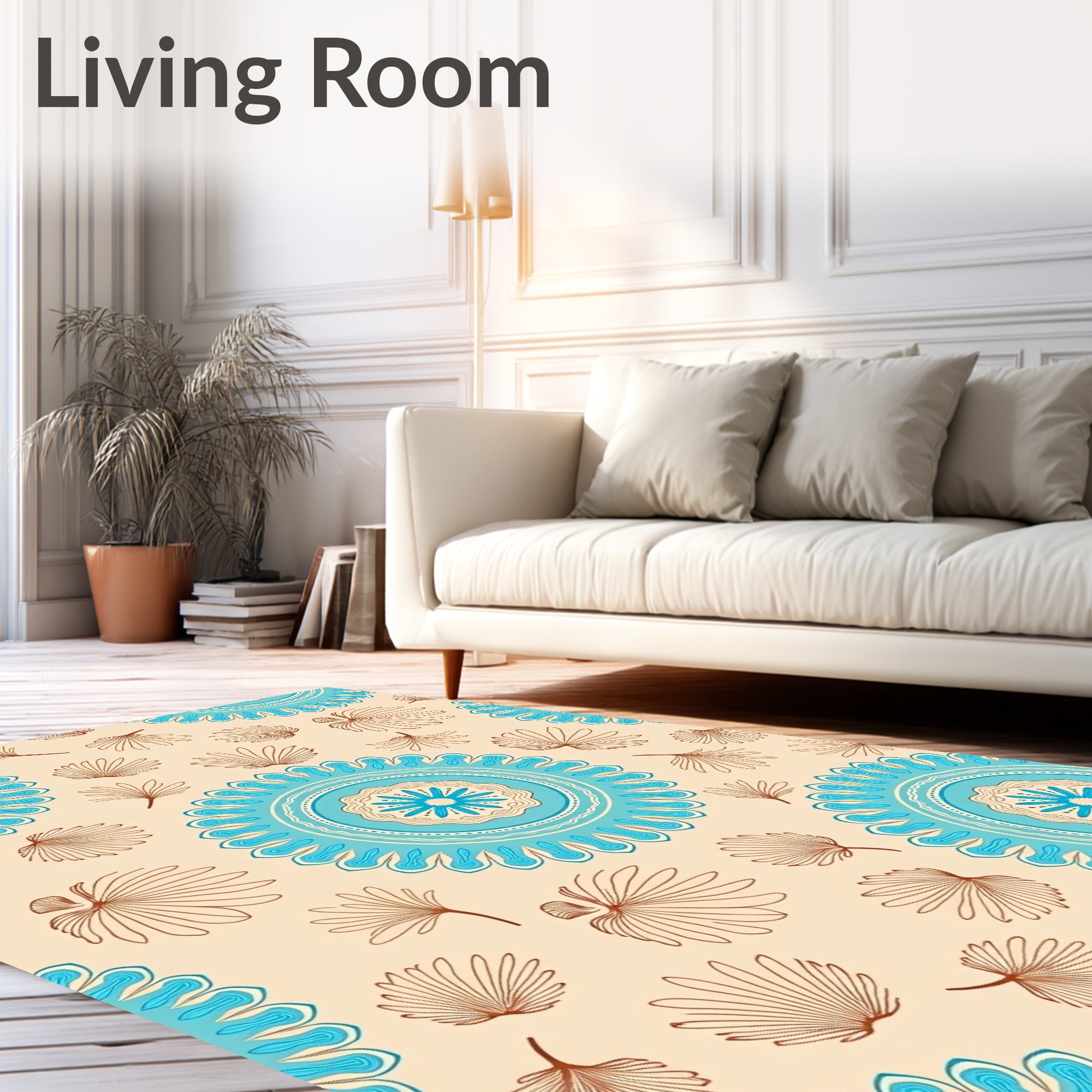 Celestial Blue Sunburst Medallion Rug
