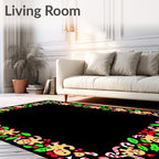 Festive Gingerbread Candy Cane Holly Border Rug