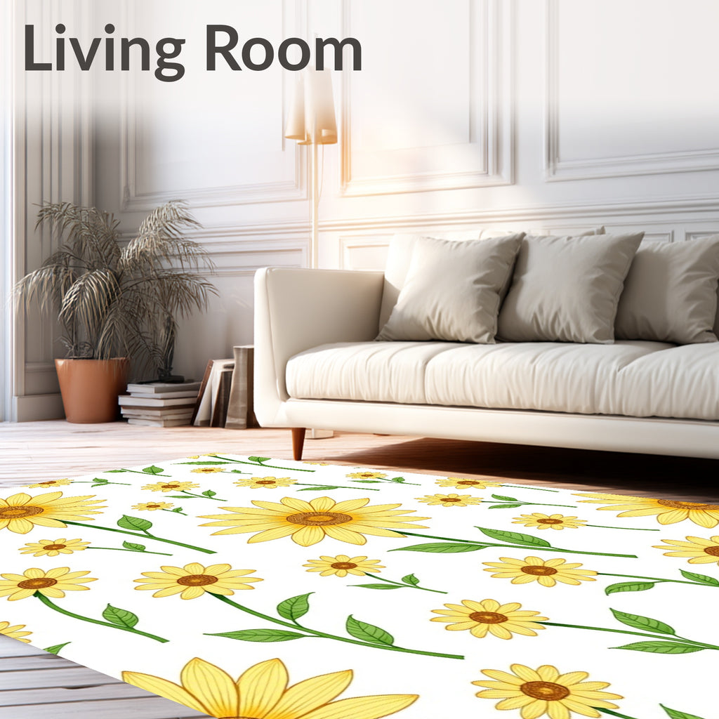Golden Yellow Sunflower Garden Repeat Rug