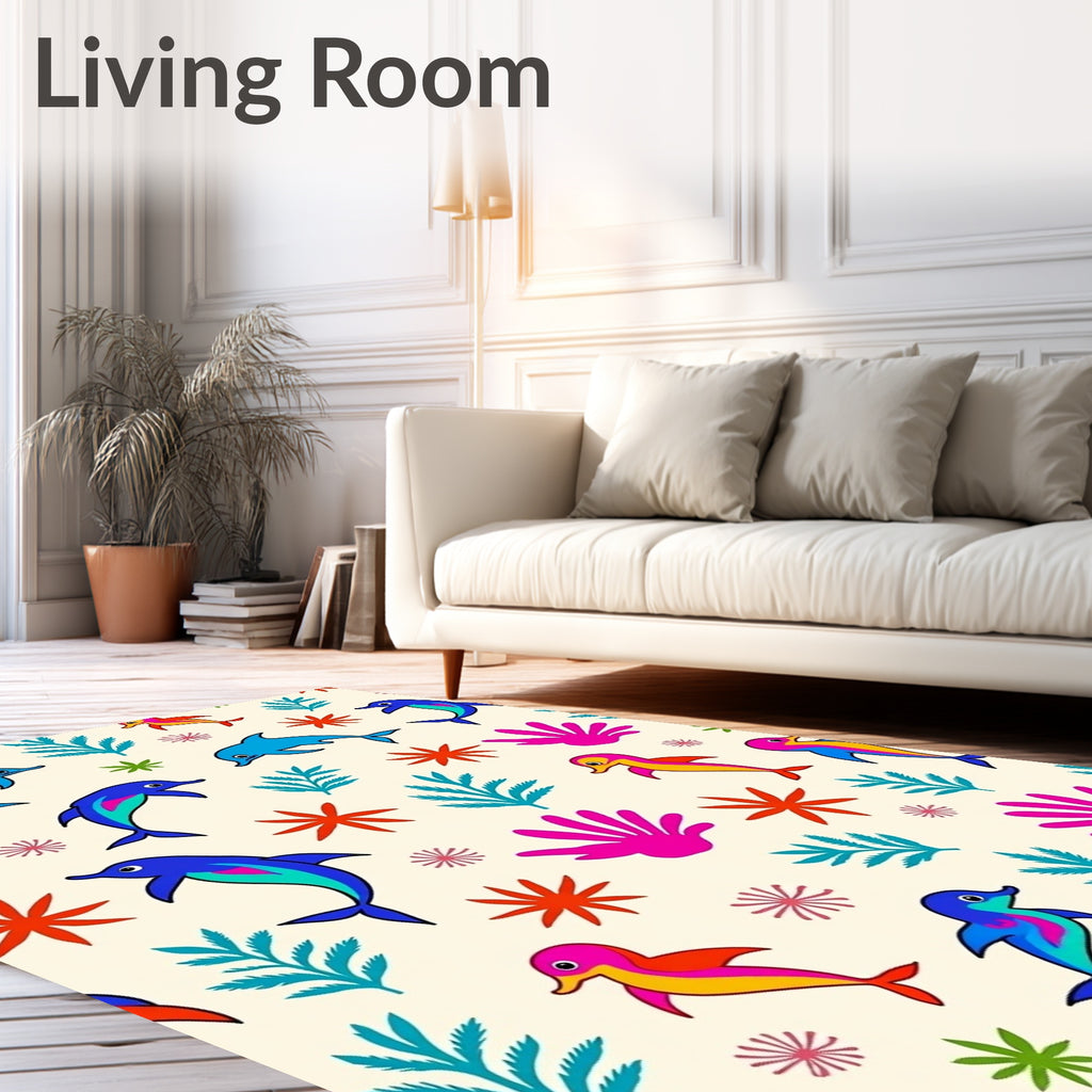 Colorful Dolphin Tropical Sea Life Rug