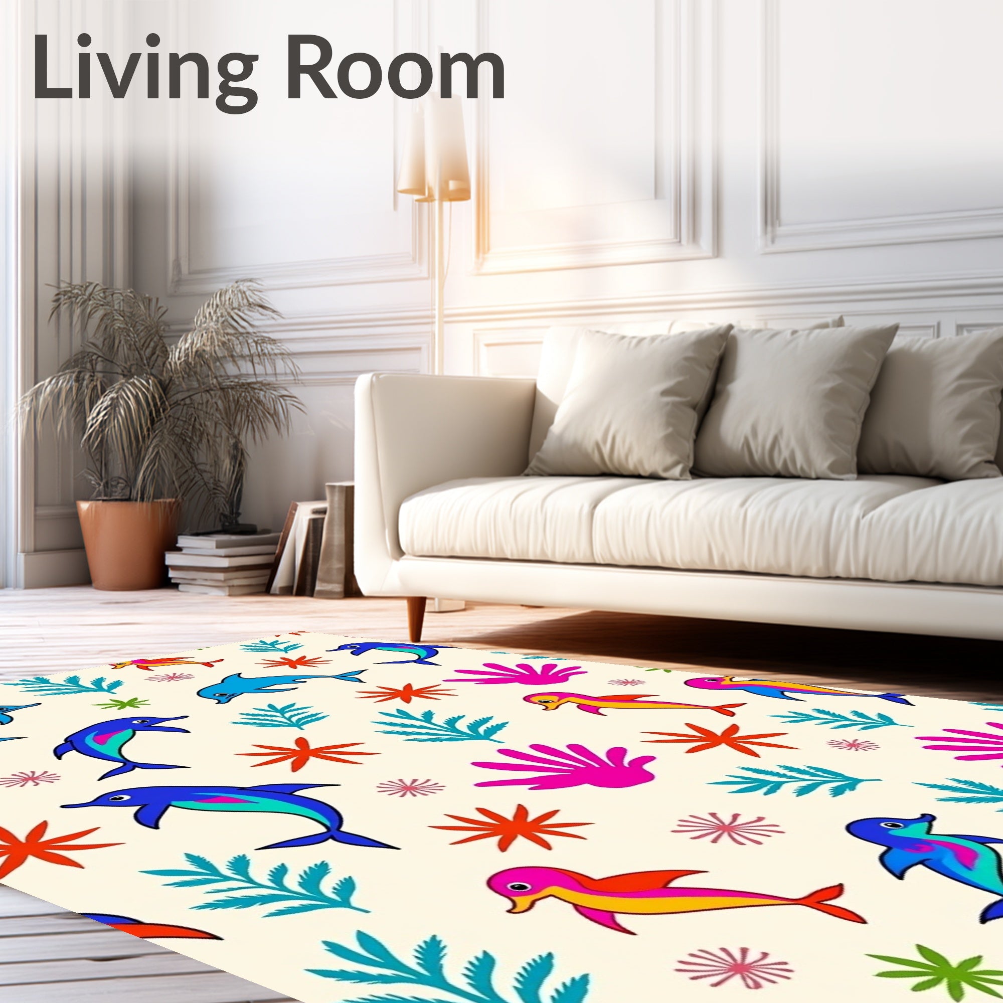 Colorful Dolphin Tropical Sea Life Rug