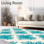 Teal Abstract Floral Contemporary Repeat Rug
