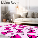 Hot Pink Bows Starry Light Pink Rug