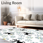 Black Reindeer Snowflake Medley Rug