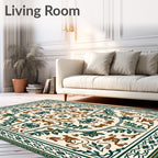 Earthy Brown Forest Creatures Medallion Rug