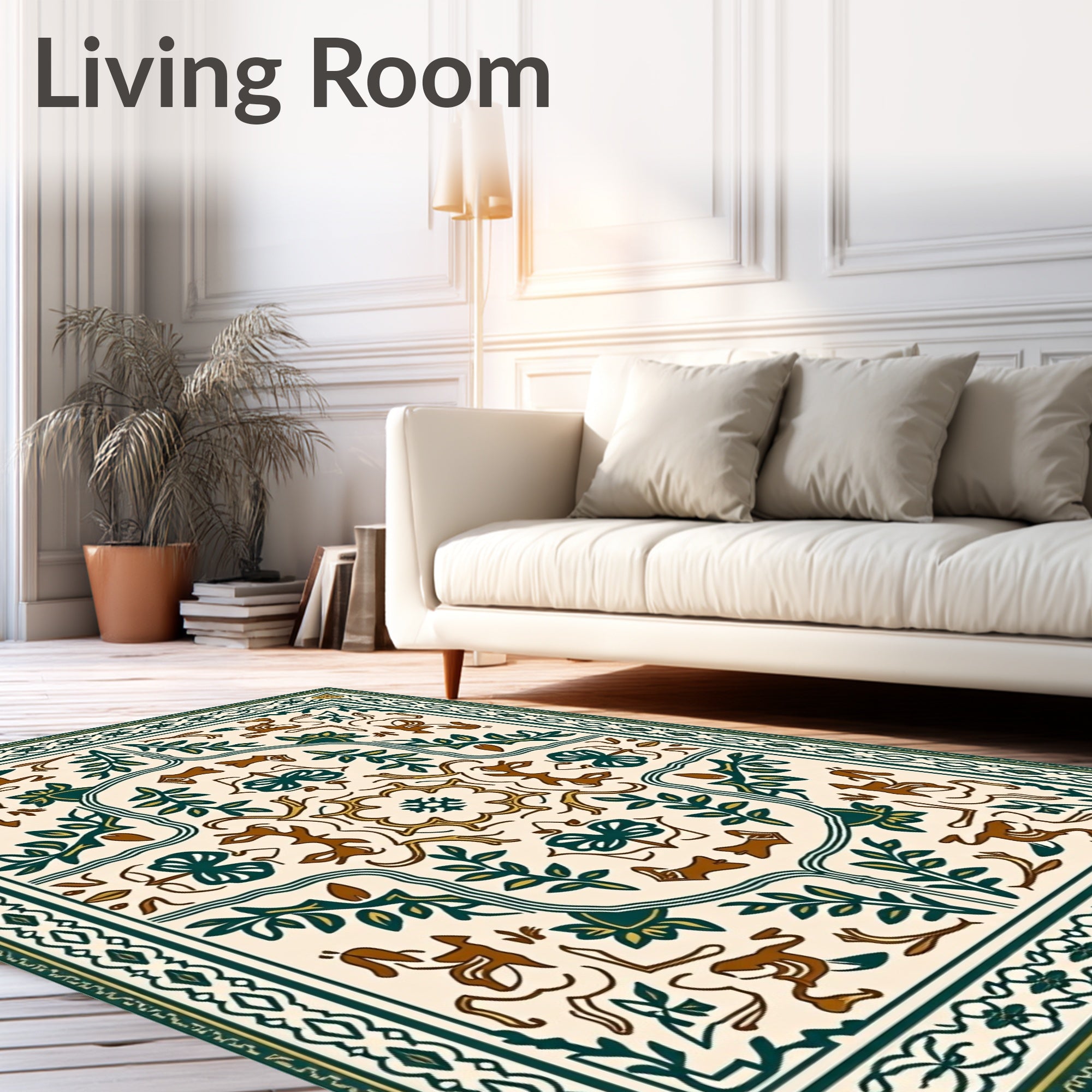 Earthy Brown Forest Creatures Medallion Rug