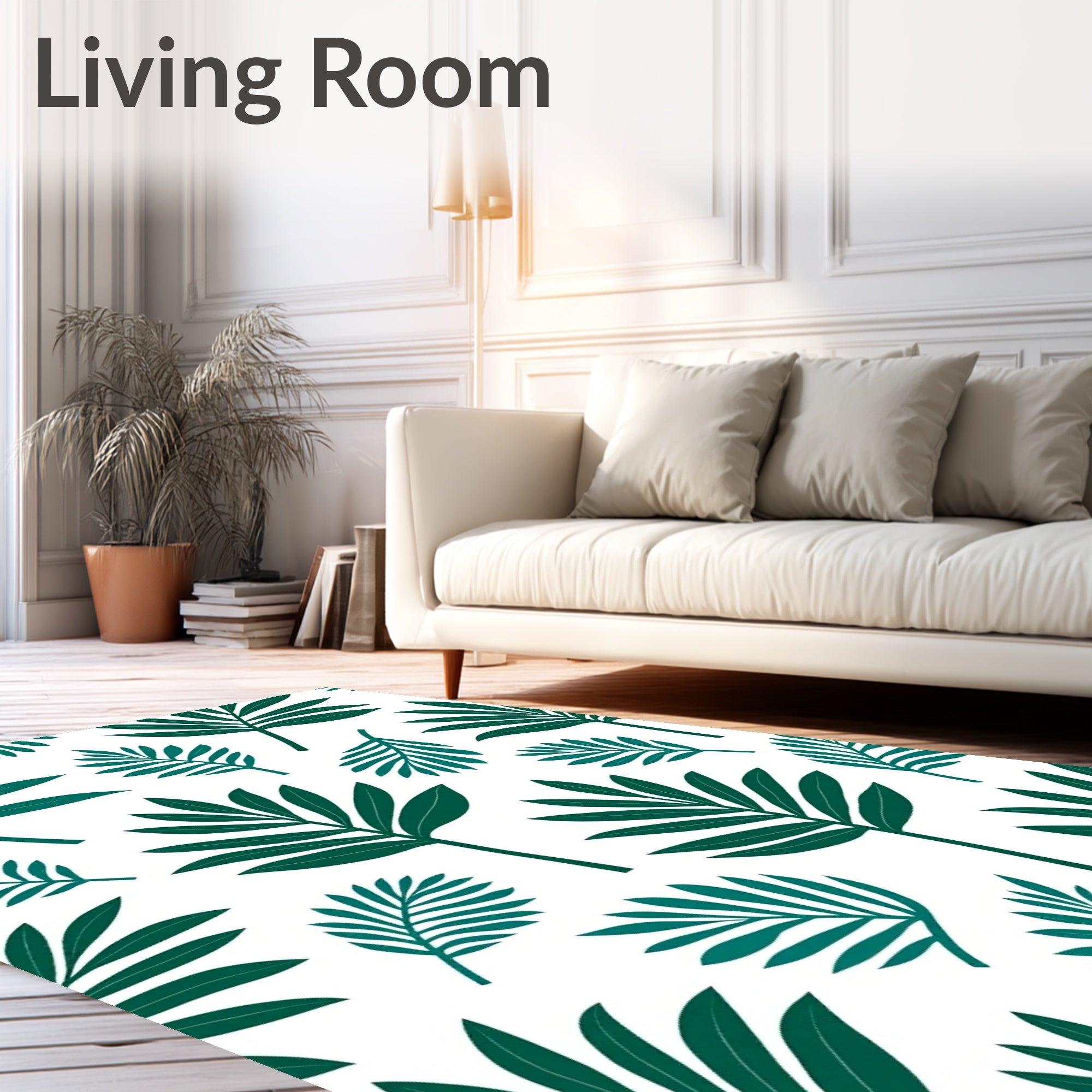 Deep Green Tropical Leaf Canopy Rug