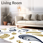 Abstract Navy Gold Swirl Drops Rug