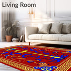 Royal Red Trident Crown Border Rug