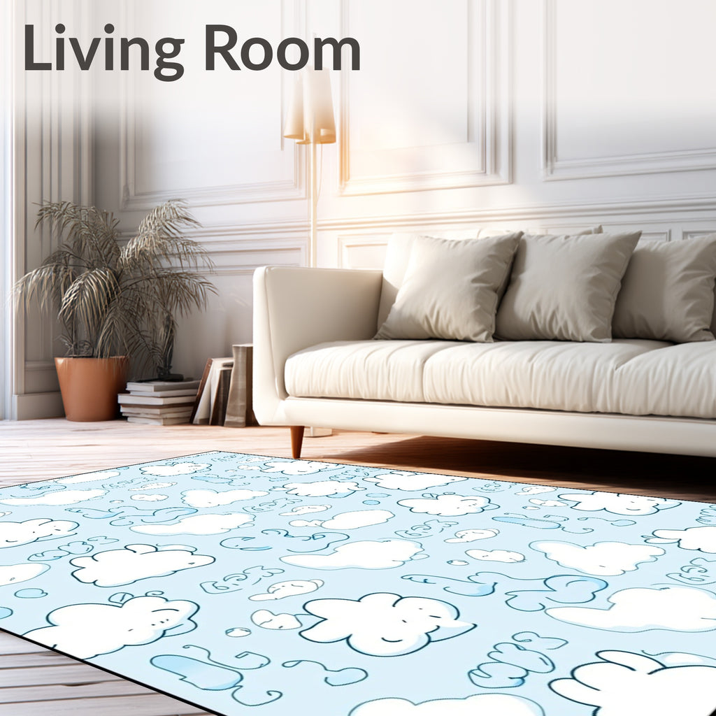 Whimsical Blue Cloud Dreamscape Rug