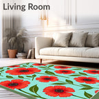 Bright Red Poppy Garden Area Rug