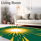 Radiant Sunburst Green Yellow Burst Rug