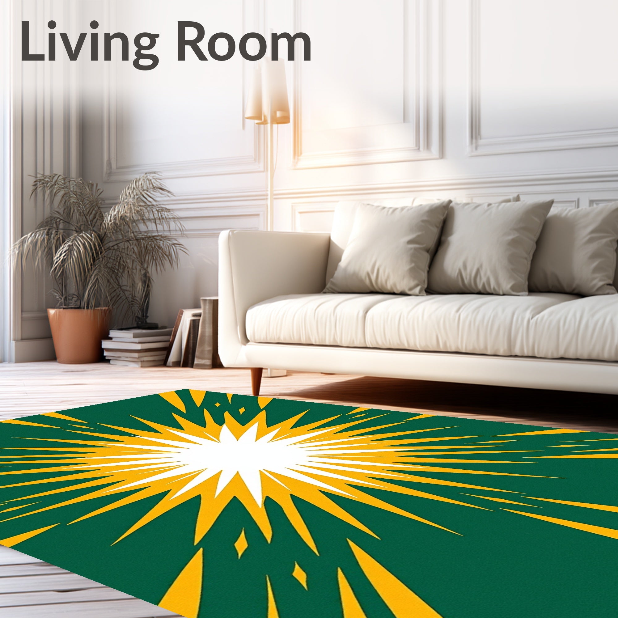 Radiant Sunburst Green Yellow Burst Rug