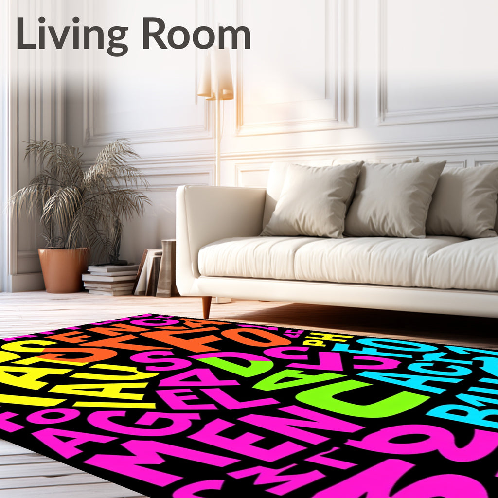 Bold Typographic Collage Print Rug
