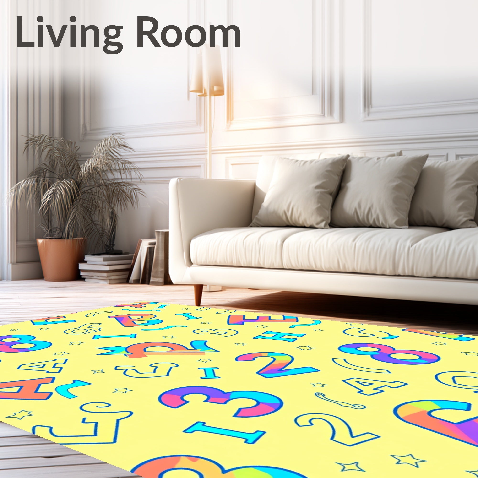 Rainbow Letters and Numbers Play Mat Rug