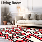 Bold Red Numeral Collage Rug