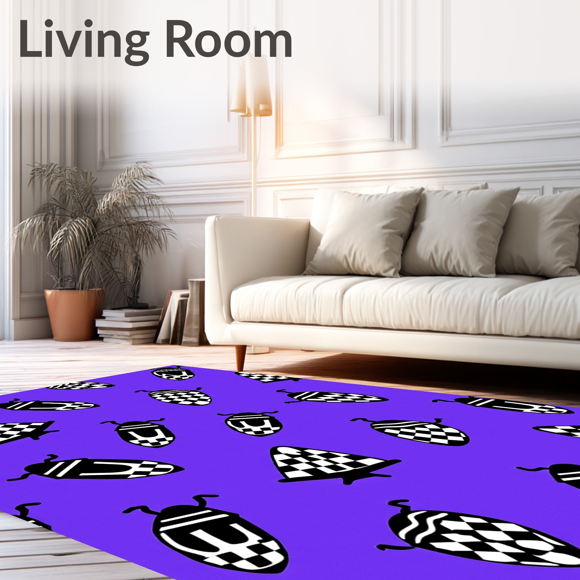 Checkered Bug Abstract Purple Rug