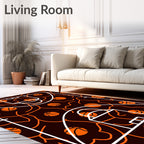 Orange Basketball Court Outline Rug