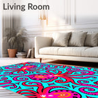 Vibrant Pink Octopus Swirls Aqua Rug