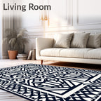 Bold Black and White Geometric Trellis Rug