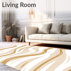 Sandy Beige Abstract Swirl Rug