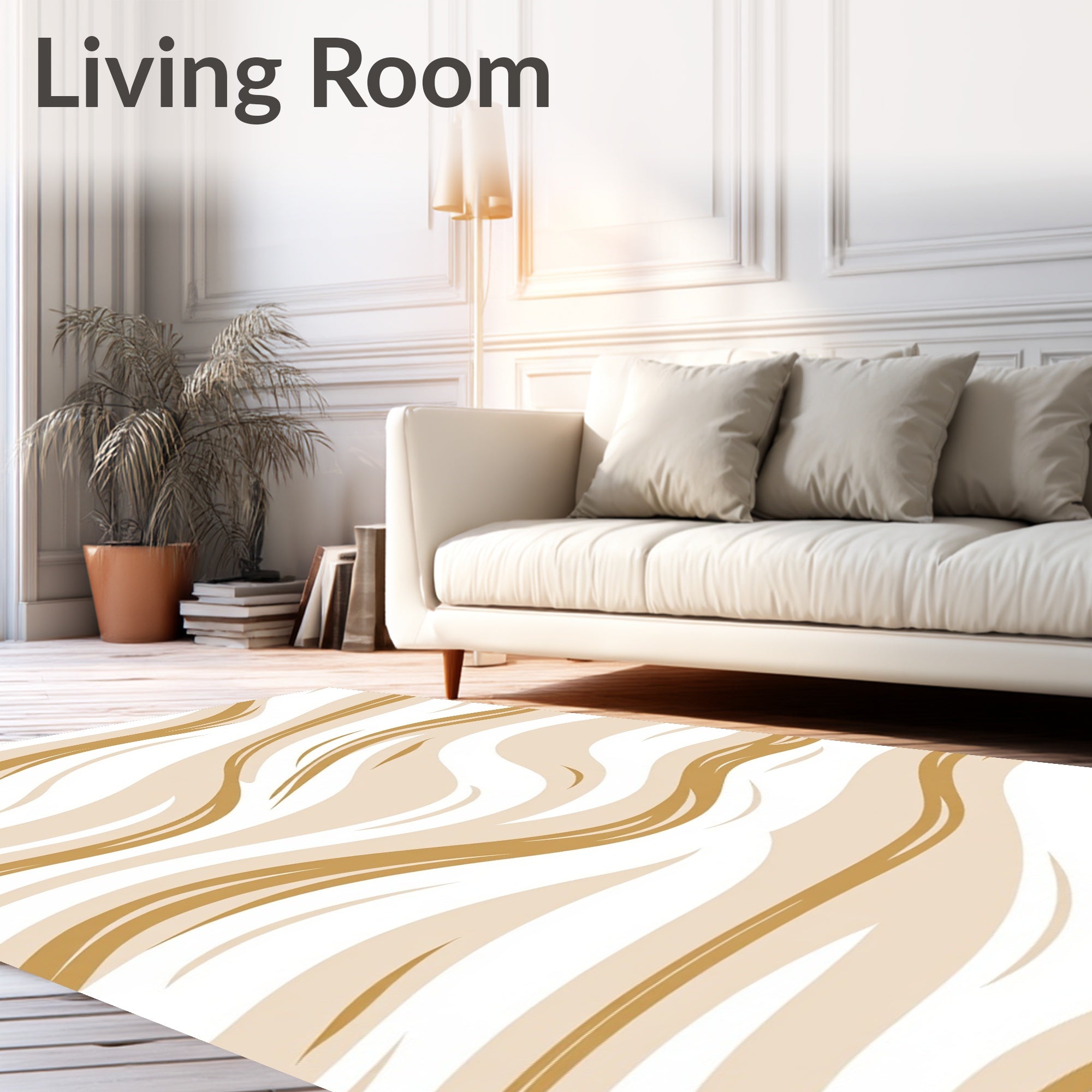 Sandy Beige Abstract Swirl Rug