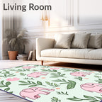Whimsical Pink Elephant Floral Jungle Rug